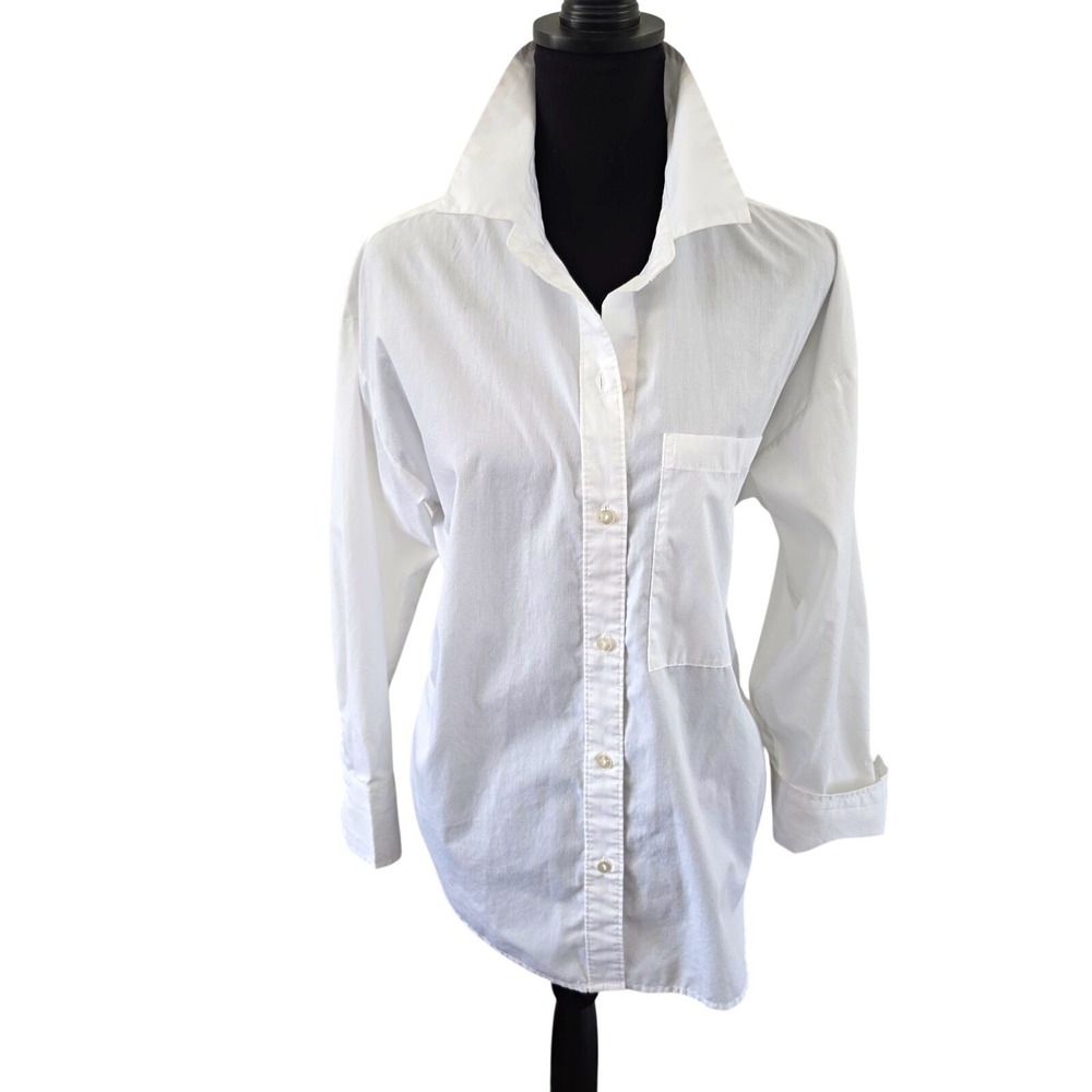 Abercrombie & Fitch White Oversized Boyfriend Button-Down Shirt Size S Pocket